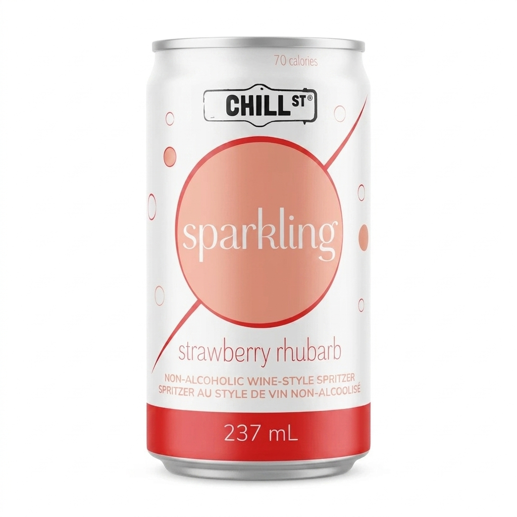 Strawberry Rhubarb Non Alcoholic Wine Spritzer